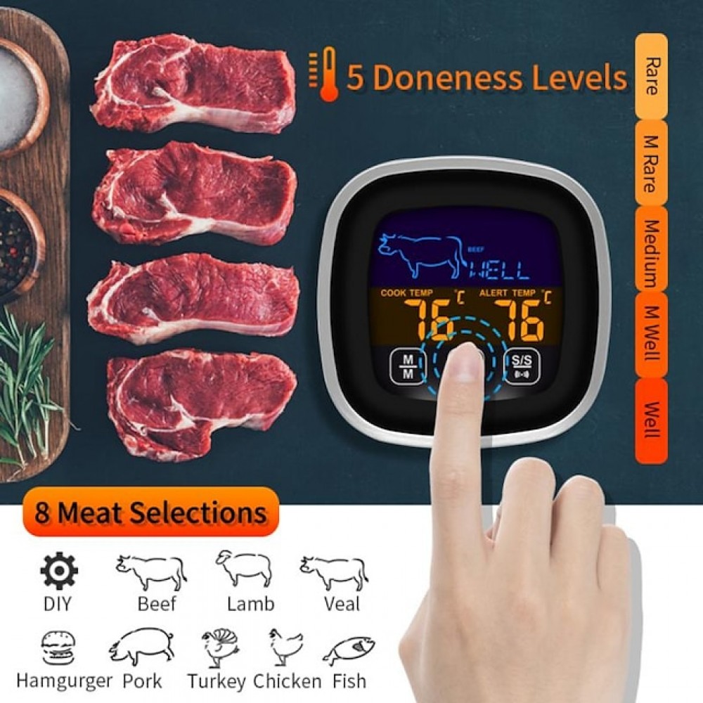 Meat Thermometer Digital Meat Thermometer With Large Touchscreen LCD With Long Probe Kitchen Timer Grill Thermometer Cooking Food Meat Thermometer Instant Read For Smoker Kitchen BBQ Oven
Meat Thermometer Digital Meat Thermometer With Large Touchscreen LCD With Long Probe Kitchen Timer Grill Thermometer Cooking Food Meat Thermometer Instant Read For Smoker Kitchen BBQ Oven
